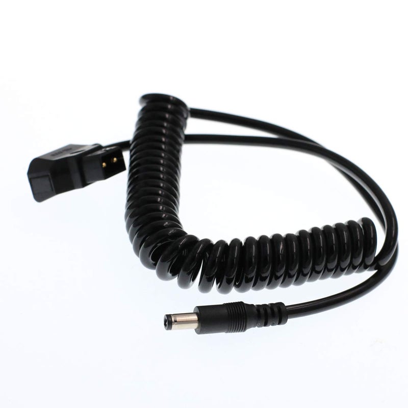 DRRI D-Tap Male to DC 5.5x2.5mm Jack Coiled Cable for Blackmagic Video Assist - Image 1